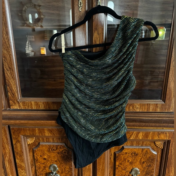 It's a Secret Black Shimmer One Shoulder Bodysuit - Picture 4 of 4